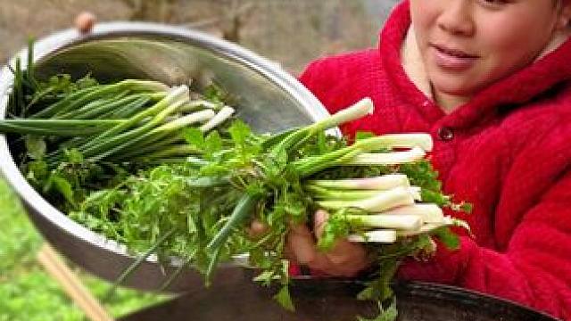 今天挖了很多野菜，配着腊肉太好吃了 #美食 #农村生活 #美食分享