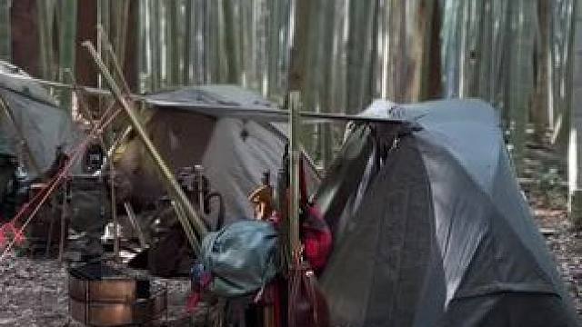 竹林里露营竹竿派上用场了 #露营报告