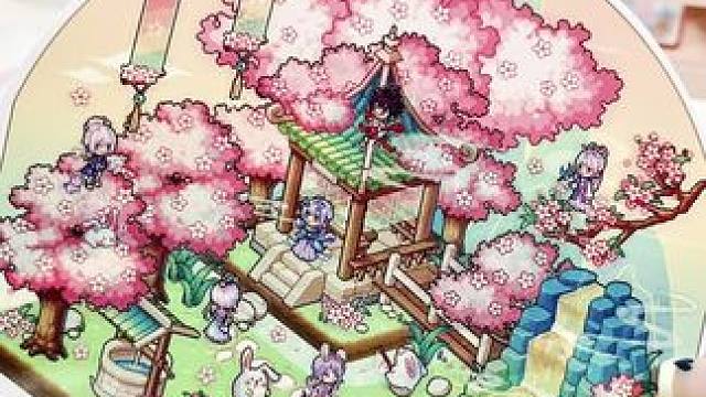 【沉浸式】古风+像素风造景贴纸！简单好上手的图案～是谁心中的桃花源？#造景拼贴 #微缩场景贴纸 #手