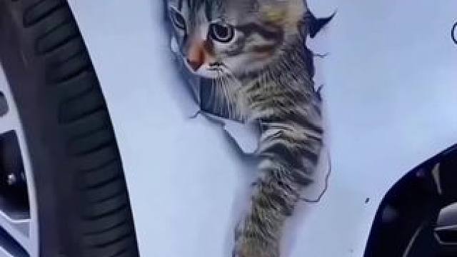 #上热门 #超便宜超划算  车子小刮小蹭、用上这款3D小猫划痕车贴，遮挡划痕又美观、真是太可爱了#划