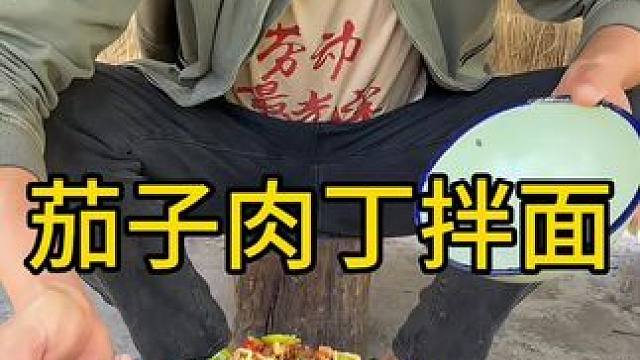 #农村美食 #农村生活 
茄子肉丁拌面香的一塌糊涂吃撑了