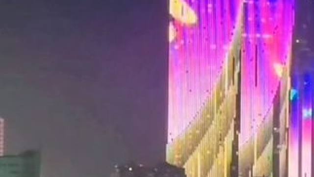 厦门双子塔灯光秀又换新图案了！#手机摄影 #双子塔 #夜景
