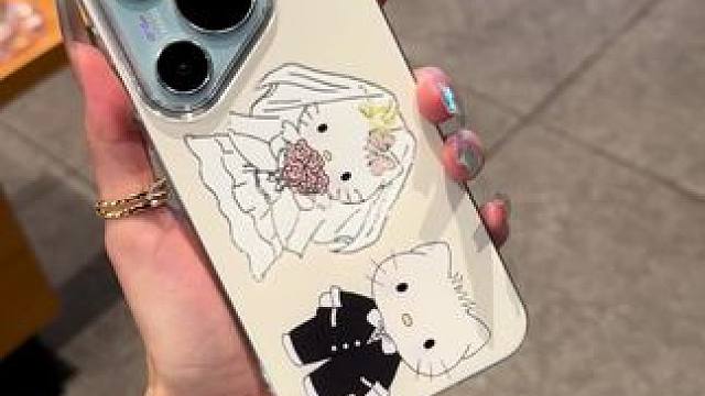 婚礼造型kt猫手机壳壳太治愈啦，适合多个品牌手机呢 #苹果手机壳 #华为手机壳 #小米手机壳 #op