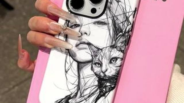 小众个性素描女孩猫咪手机壳壳，真的太帅气啦！ #菲林手机壳 #苹果手机壳 #小米手机壳 #华为手机壳