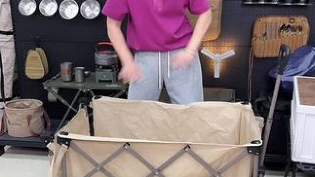 带拖斗，可以安装桌板，布面还能拆下来清洗的大容量聚拢露营车 #四轮露营推车 #户外露营小推车 #露营