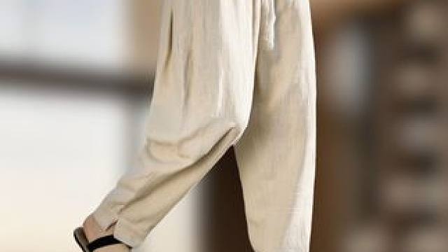 中国风开叉洋气亚麻阔腿哈伦裤 #男士穿搭 #百搭裤子 #显高显瘦显腿长 #谁穿谁好看系列 #休闲百搭