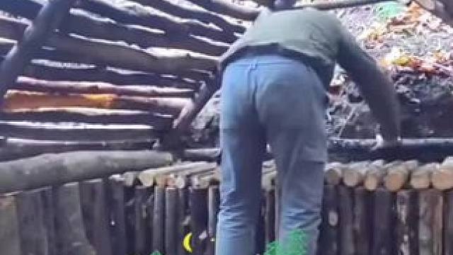 技术分享，17分钟，手把手教你搭建林中庇护小屋#野外建造 #荒野求生 #户外 #助眠 #解压