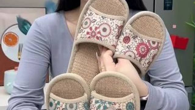 #亚麻拖鞋  #四季亚麻拖鞋  #家居拖鞋 #夏季凉拖 #买一送一