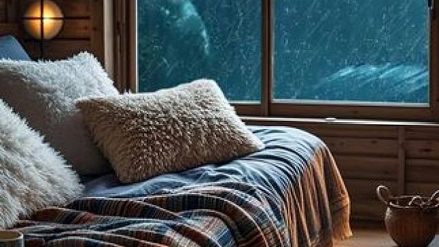 狂风和暴雨夜，小屋温暖又安宁，聆听着炉火和风雨声放松休息 #好好睡觉 #雨声助眠 #助眠视频 #解压