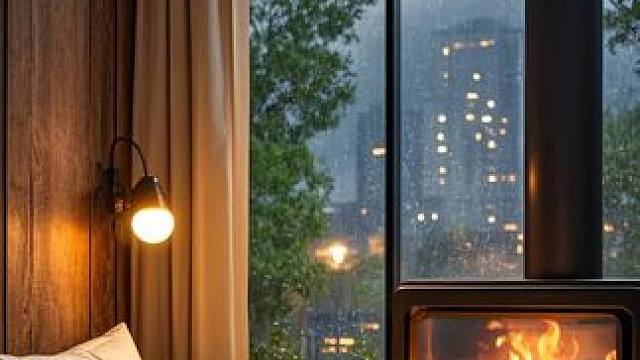 暴雨夜可以在小屋里喝茶休息睡眠，雷雨声和柴火声交织 #助眠视频 #解压助眠 #雨声助眠 #白噪音 #