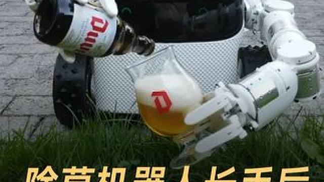 除草机器人长手后，不仅会捡垃圾还会开香槟 #除草机器人  #机器人  #人工智能  #科技  #科技