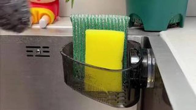 这个吸盘水槽转角置物架设计太懂生活了，以后乱糟糟洗碗工具就有地方收纳，还不占用水槽空间！！#我可真会