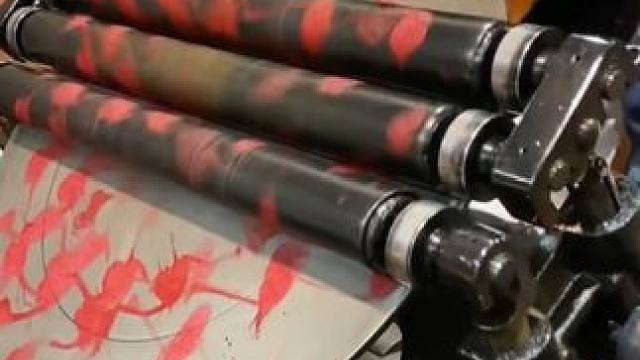 1902年制凸字印刷机，橡胶底色墨水印刷。 #印刷机 #凸字印刷 #古董印刷机 #印刷机械设备