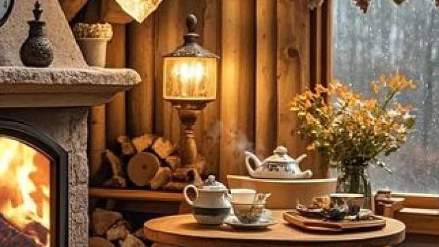 深秋雨天午后，在郊外小屋享受宁静时光，雨声和炉火声伴你入眠 #好好睡觉 #助眠视频  #白噪音 #温