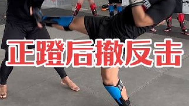 沃察教练和庄教练，示范正蹬后撤反击技术动作#自由搏击 #泰拳 #拳击
