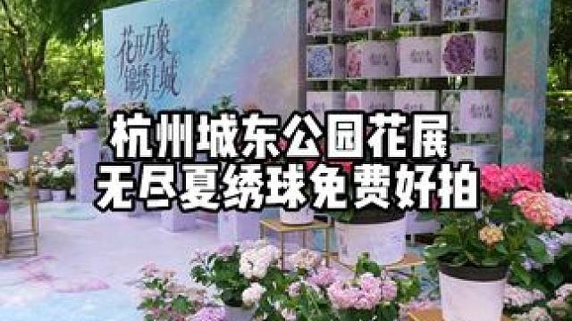 杭州免费绣球花展，人少好拍！位置在城东公园，环城东路和环城北路路口，属于冷门打卡点了，预计周末进入盛