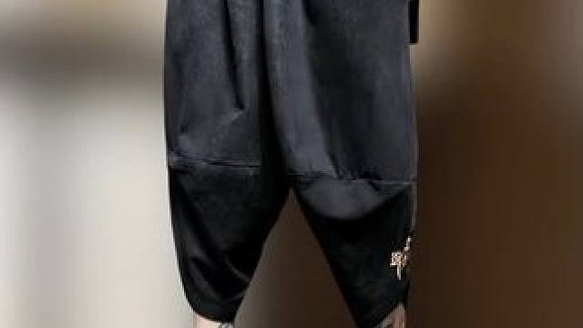 2025夏季新款中国风阔腿哈伦七分裤 #男裤 #中国风 #休闲裤 #七分裤 #百搭裤子