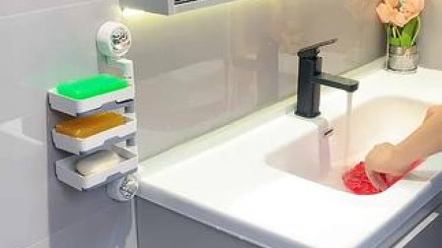 旋转肥皂盒 小熊吸盘旋转肥皂盒 小熊吸盘旋转肥皂架多层壁挂免打孔可旋转创意多层沥水香皂盒家用#好物推