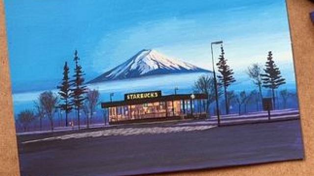 丙烯马克笔｜《富士山下》｜视频教程 #绘画过程分享 #创作者中心 #创作灵感 
笔：恩米丙烯马克笔8