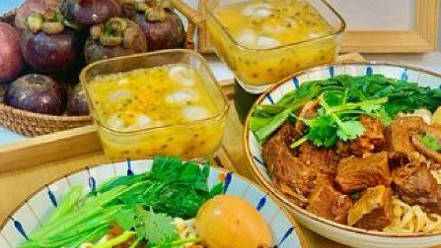 很多幸福没被发现时.他们另一个名字叫普通的一天. #红烧牛肉 #红烧牛肉面 #百香果拌山竹 #好好吃