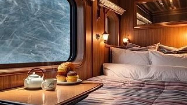 在暴风雪途中的列车包厢，风雪声，铁轨声，助眠氛围 #好好睡觉 #助眠视频 #解压助眠 #白噪音 #温