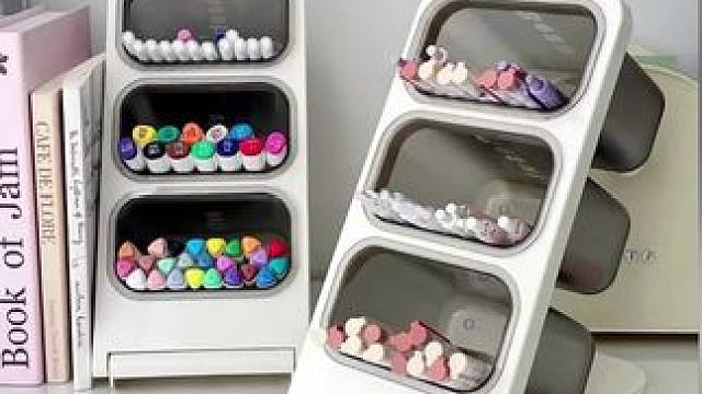 这个#斜插式笔筒 真的巨能收纳，平时收纳一些各种笔和小文具，好拿好取还不占地方#桌面笔筒收纳盒 #笔