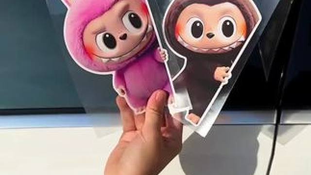 车上贴上拉布布！真的好可爱啊啊啊！ #拉布布 #车贴 #网红车贴