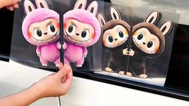 车上贴上拉布布！真的好可爱啊啊啊！ #个性车贴 #拉布布 #车贴 #网红车贴