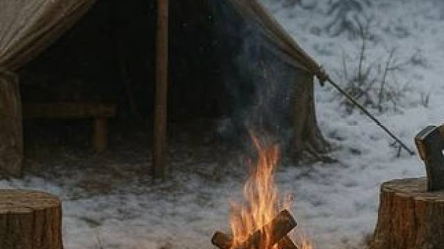 雪林中搭建庇护所露营  烹饪   过夜 #野外生存#野外建造#荒野生存#户外露营#雪地露营