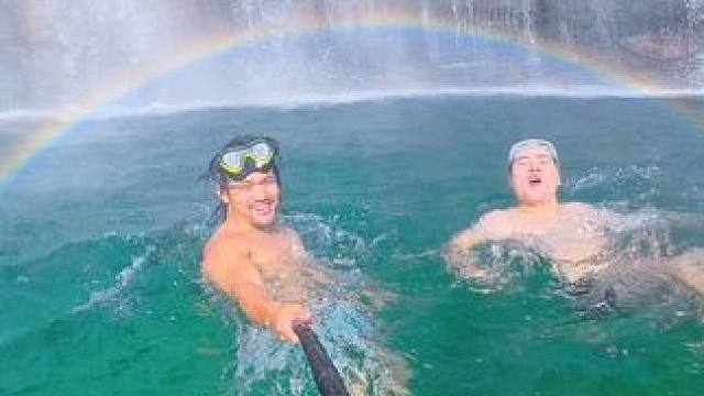 有点小幸运，玩水的时候遇到了彩虹 #夏季玩水