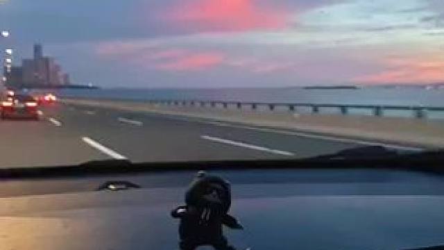 车窗外，晚霞如诗，天际染上温柔的粉红。路途漫漫，风景作伴，每一程都是心动的篇章。 #旅途风光 #晚霞