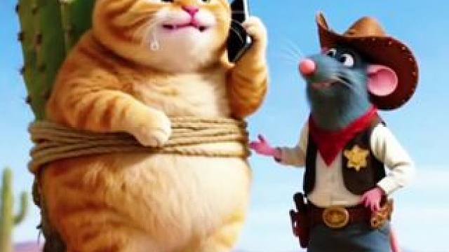 胖橘到沙漠游玩，被沙漠老鼠抓起来了，结局太搞笑了#原创视频 #原创动画 #萌宠出道计划 #搞笑动画 