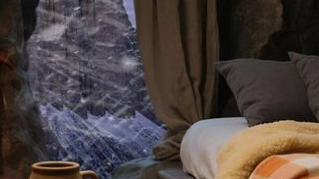 居住在山洞里，经历一场暴风雪，呼啸风雪声，助眠氛围 #好好睡觉 #助眠视频 #解压助眠 #白噪音 #