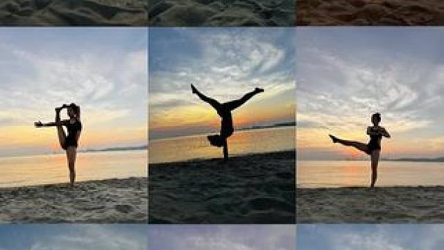 邂逅一场海边瑜伽
日出之时习练中，可不美哉？我在威海等你哦#带你看日出[话题]# #瑜伽[话题]# 