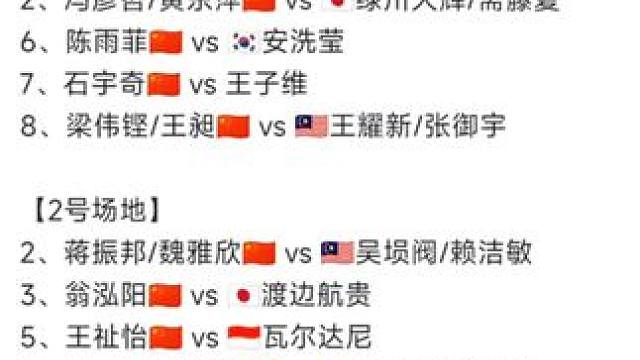 2025年日本羽毛球公开赛7月18日各单项8进4赛程，早上9点开赛#羽毛球 #国羽 #日本羽毛球公开