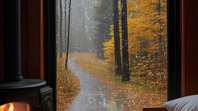 下雨天的秋日小屋，伴随着雨声安静下来，进入梦乡 #雨声助眠 #解压助眠 #白噪音 #睡眠音乐 #治愈