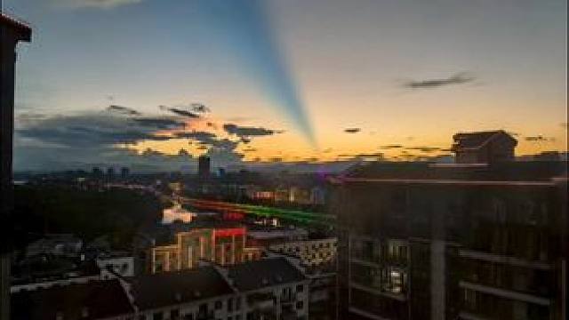 有没有见过蓝色的彩虹#落日余晖映晚霞一抹夕阳美如画 #落日晚霞