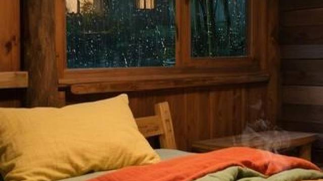 在竹林小屋的雨夜，听着雨点声，蟋蟀和蛙叫声，放松入睡 #好好睡觉 #助眠视频 #解压助眠 #白噪音 