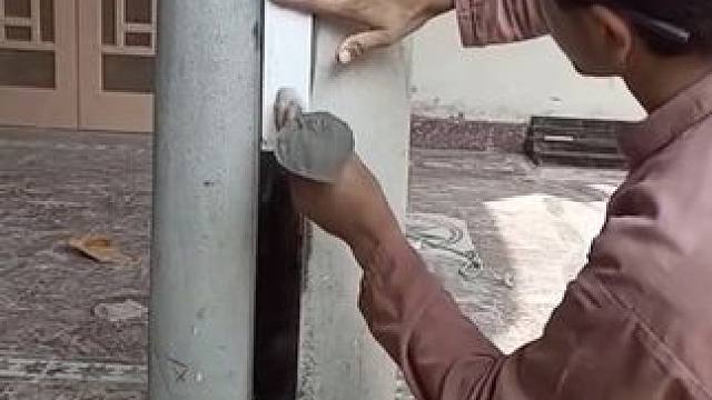 巴基斯坦瓷砖盘旋上柱工艺！ #手艺人#民间手艺 #制作过程 #庭院施工