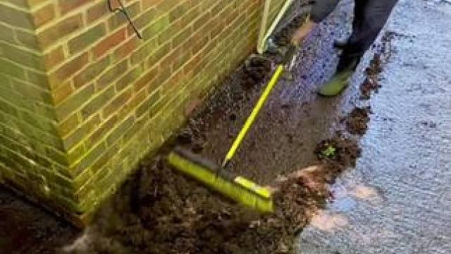 经验丰富的清洁工往往采用最解压的清洁方式！#庭院清理 #深度清洁 #极度舒适