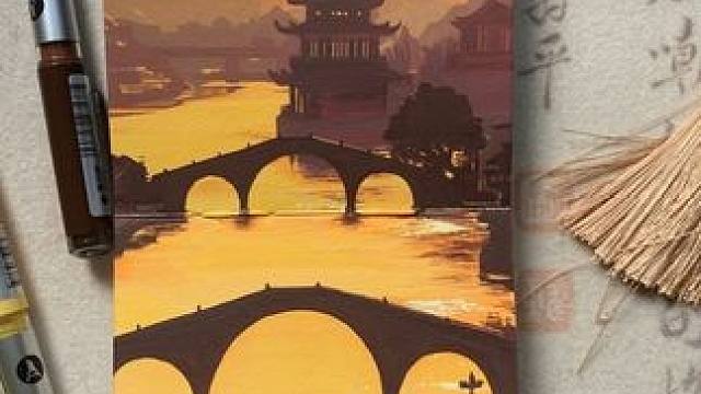 用丙烯马克笔画一幅《掠影·江南》｜视频教程 笔：掌握直液式马克笔120色 
参考照片素材来源网络
#