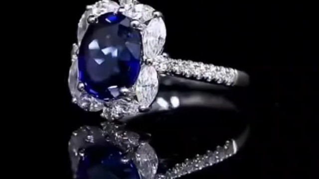 豪华套装，大克拉蓝宝石戒指，结婚周年纪念礼物，可定制，Luxury Set Large Carat