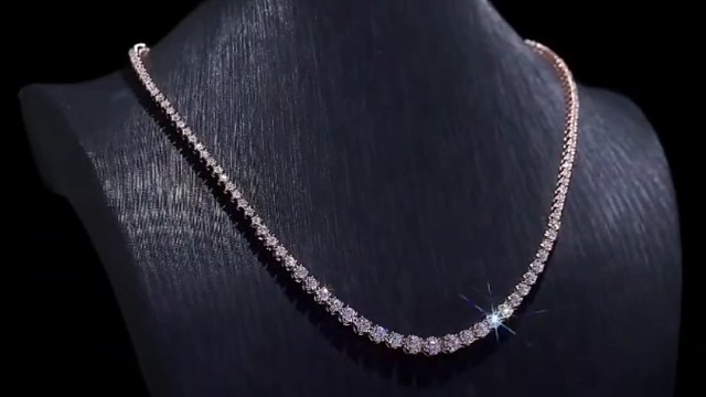精美珠宝颈链奢华定制纯金闪亮WS渐变实验室钻石网球链，Fine Jewelry