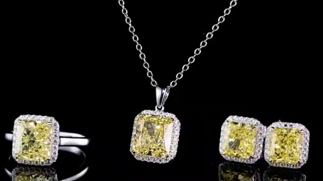 婚礼珠宝实验室钻石项链戒指耳环珠宝套装热卖时尚经典套装,Wedding Jewelry