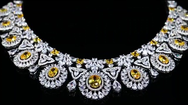 奢华彩色项链方晶锆石婚礼首饰套装新娘配饰珠宝新品，Luxury Necklace