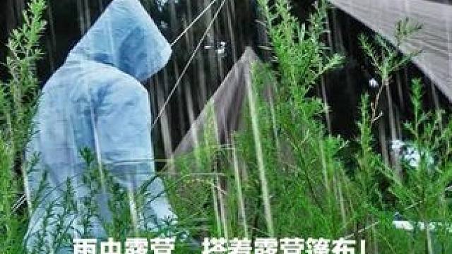 雨中露营，搭着露营篷布！可是风好大！我们不得不撤离。 #户外帐篷露营 #雨中露营 #启发搜索激励计划