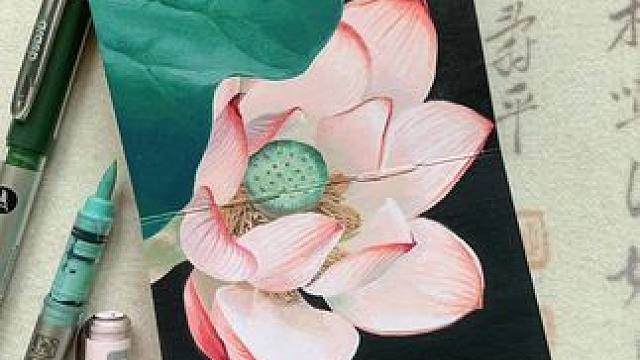 丙烯马克笔｜《国风·荷》｜视频绘画教程 #国风唯美意境氛围感 #创作者中心 #创作灵感 
笔：掌握丙