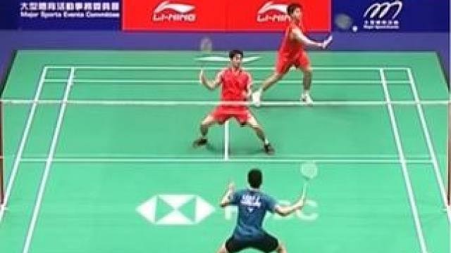 决赛：梁伟铿/王昶 vs 兰基雷迪/谢提#羽毛球精彩片段 #香港羽毛球公开赛 #梁伟铿王昶 #羽毛球