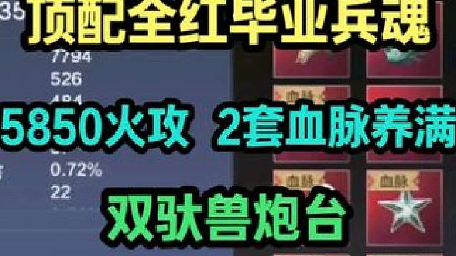 顶配全红毕业兵魂 5850火攻 大荒偏转2套血脉全养满 双驮兽炮台 14情绪多外观