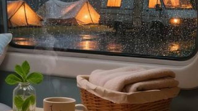 露营遭遇暴雨，躲进舒适房车里，伴着雨点的声音入眠 #雨声助眠 #解压助眠 #白噪音 #温馨小窝 #助